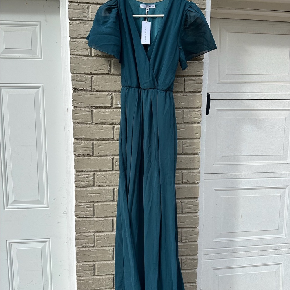 BRAND NEW XS Elegant Topaz/Teal Maxi Dress Baltic Born Vaughnie